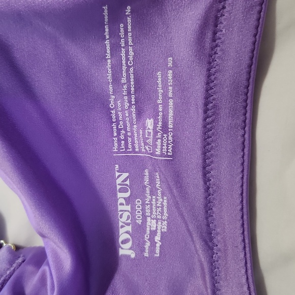 Purple Full Coverage Balconette Bra with Lace Floral Design - 40DDD - Picture 6 of 7